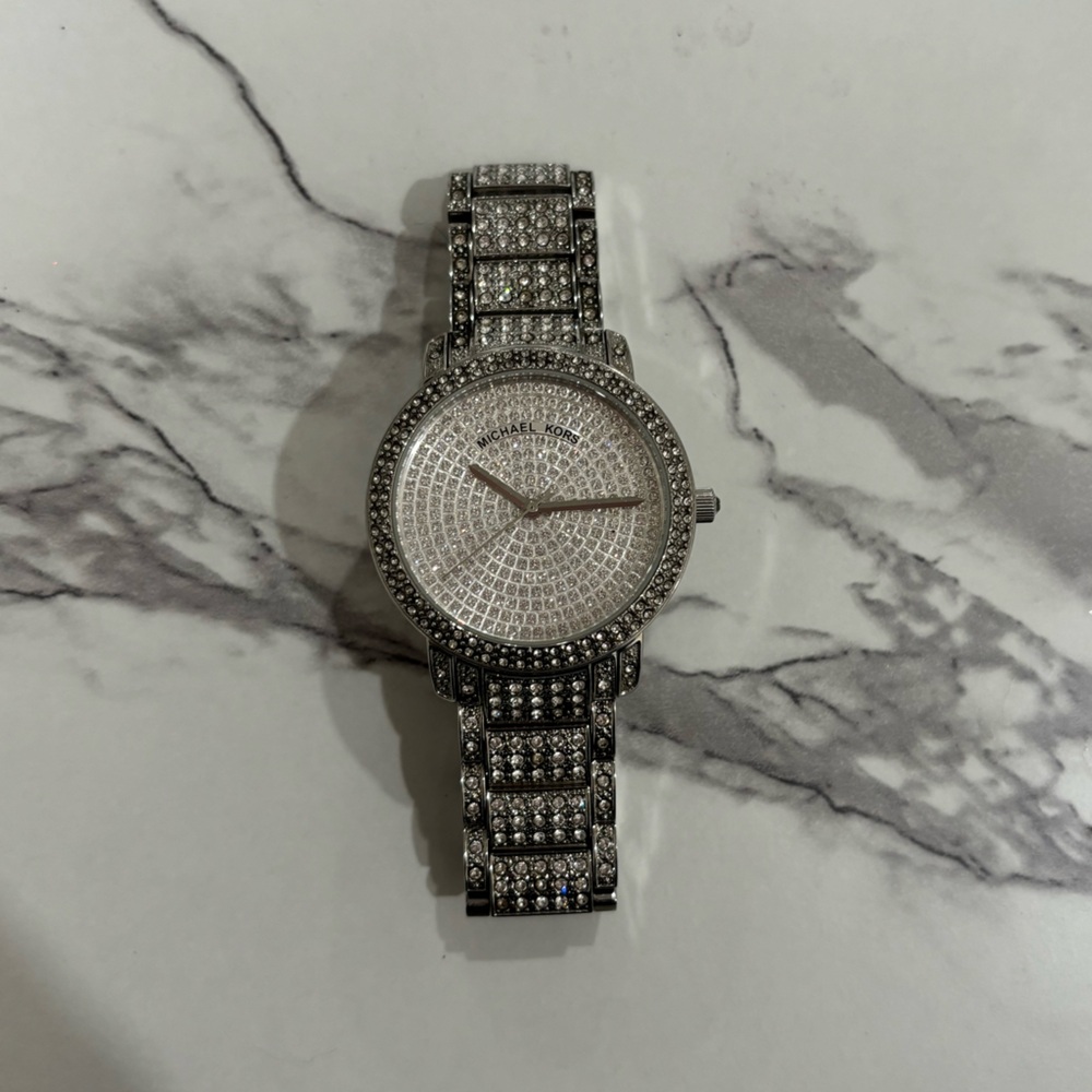 michael kors silver bling watch